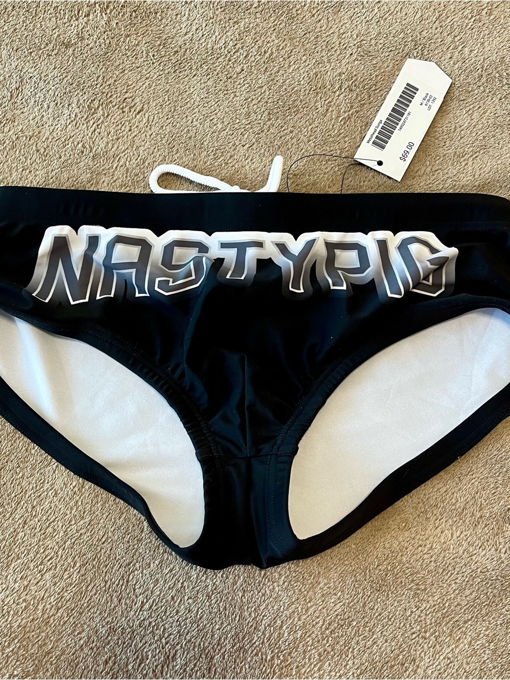 Nasty Pig Black Swim Trunks with White Logo, Sunga Style, medium, new with tags - Picture 3 of 6